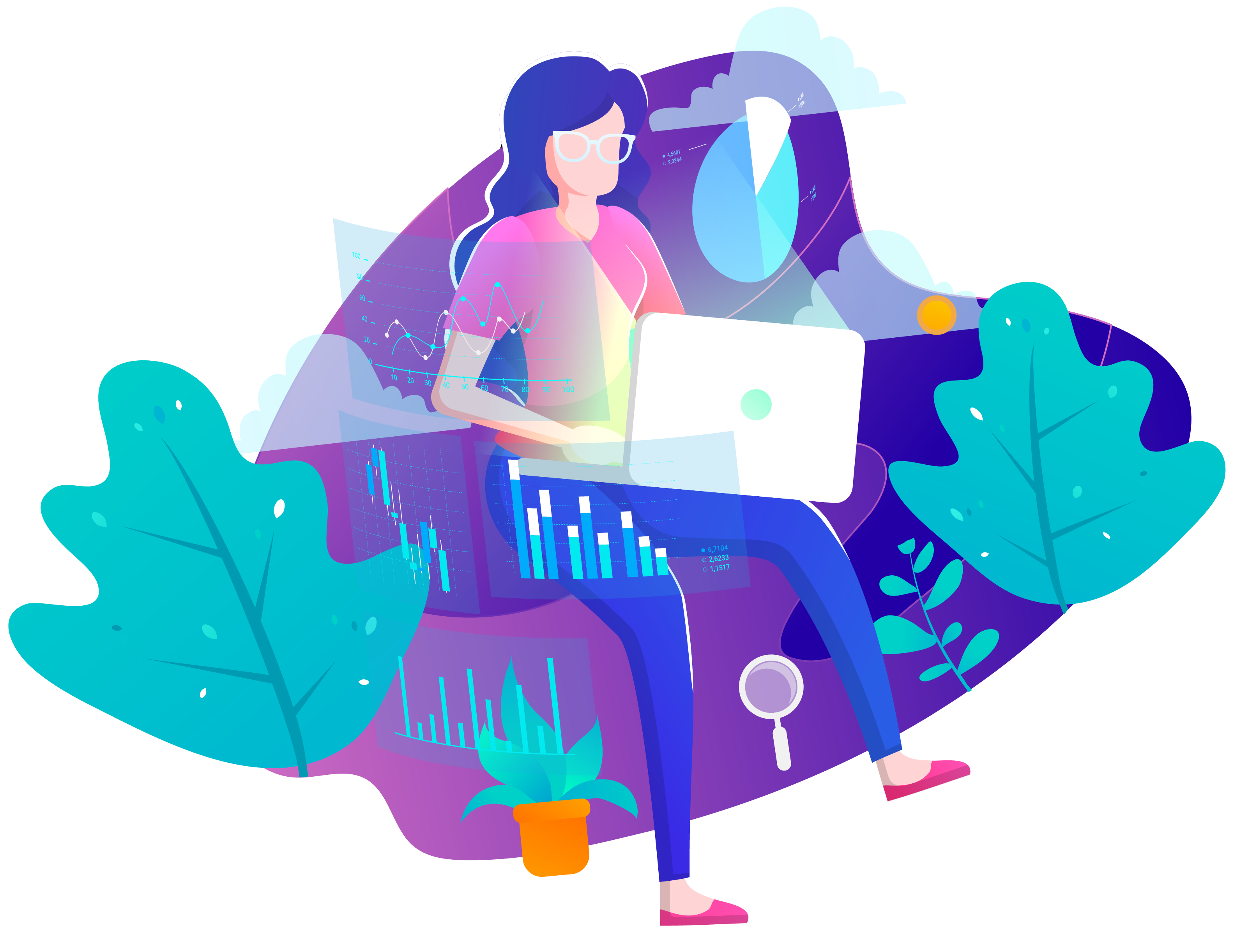 Decorative illustration of a job seeker